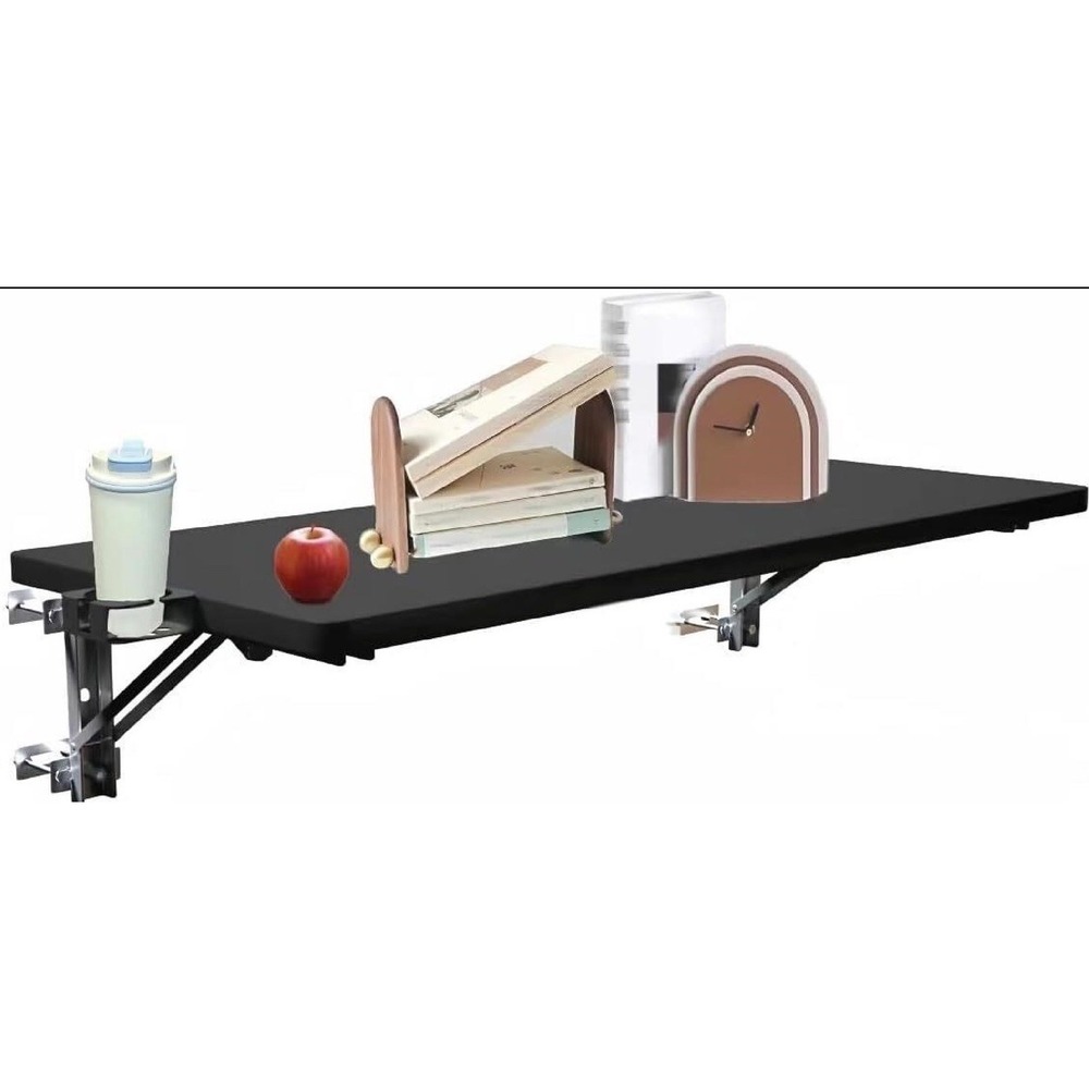 32" Floating Balcony Railing Table Folding Wall Mounted Patio Bar Deck Black NIB